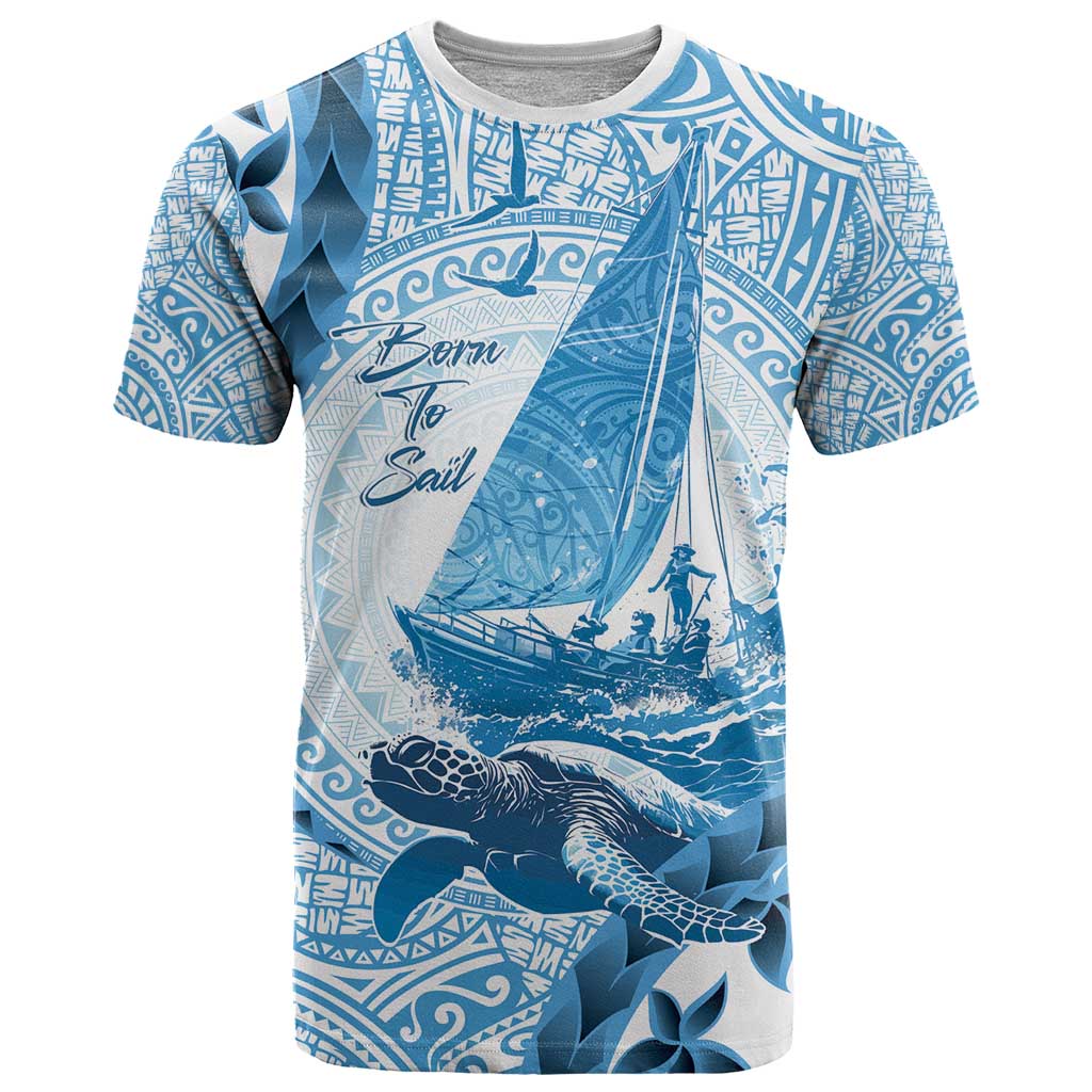 New Zealand Sailing T Shirt Aotearoa Yacht Racing - Born To Sail LT14 Blue - Polynesian Pride
