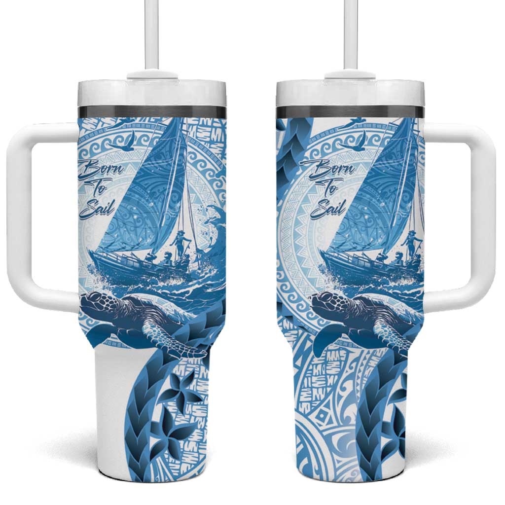 New Zealand Sailing Tumbler With Handle Aotearoa Yacht Racing - Born To Sail LT14 One Size: 40 oz Blue - Polynesian Pride