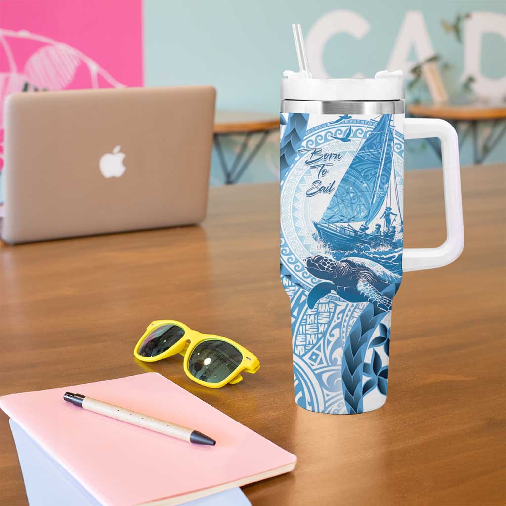 New Zealand Sailing Tumbler With Handle Aotearoa Yacht Racing - Born To Sail LT14 - Polynesian Pride