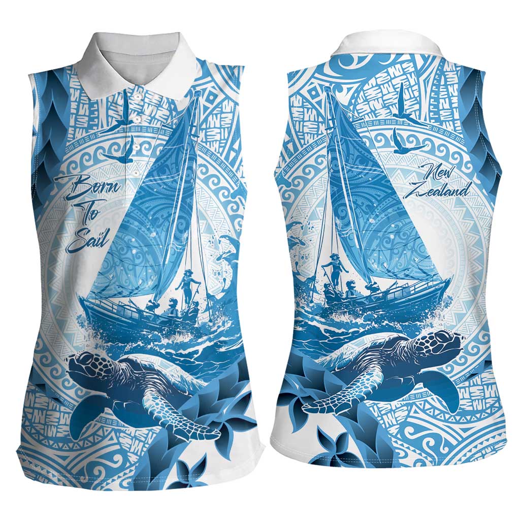 New Zealand Sailing Women Sleeveless Polo Shirt Aotearoa Yacht Racing - Born To Sail LT14 - Polynesian Pride
