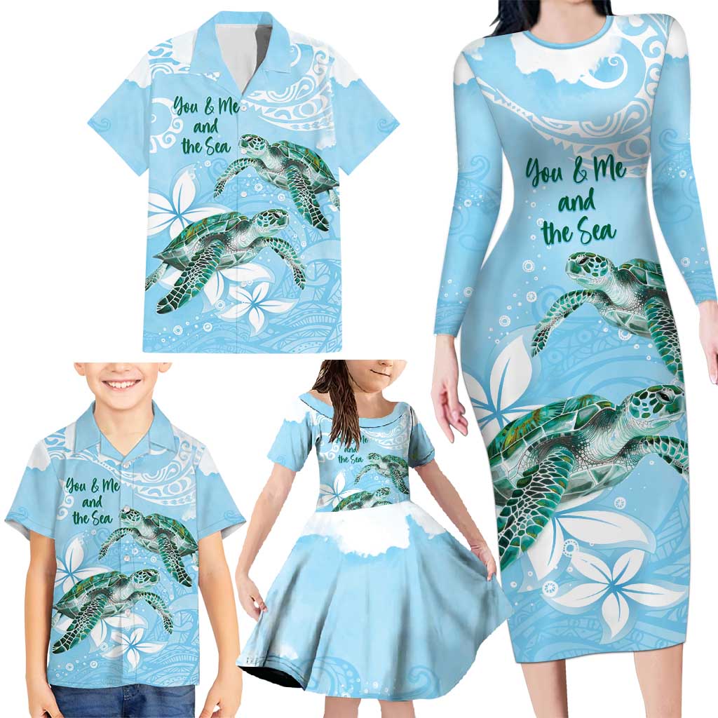 Personalised Polynesia Valentine's Day Family Matching Long Sleeve Bodycon Dress and Hawaiian Shirt SeaTurtle Couple Polynesian - Fairy Sparkles Color LT14 - Polynesian Pride