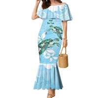 Personalised Polynesia Valentine's Day Family Matching Mermaid Dress and Hawaiian Shirt SeaTurtle Couple Polynesian - Fairy Sparkles Color LT14 Mom's Dress Blue - Polynesian Pride