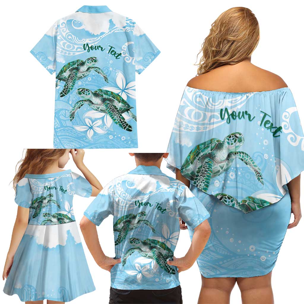 Personalised Polynesia Valentine's Day Family Matching Off Shoulder Short Dress and Hawaiian Shirt SeaTurtle Couple Polynesian - Fairy Sparkles Color LT14 - Polynesian Pride