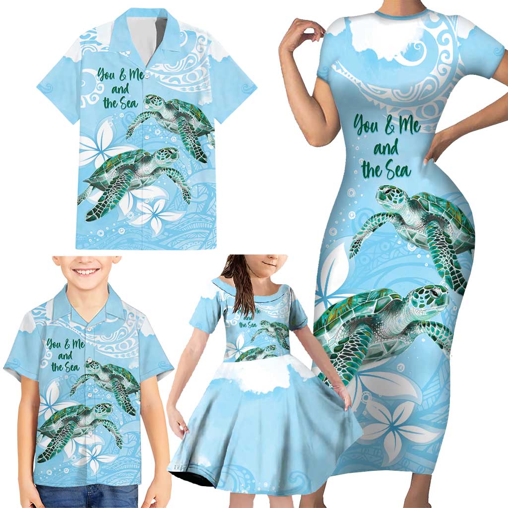 Personalised Polynesia Valentine's Day Family Matching Short Sleeve Bodycon Dress and Hawaiian Shirt SeaTurtle Couple Polynesian - Fairy Sparkles Color LT14 - Polynesian Pride