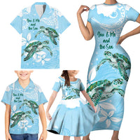 Personalised Polynesia Valentine's Day Family Matching Short Sleeve Bodycon Dress and Hawaiian Shirt SeaTurtle Couple Polynesian - Fairy Sparkles Color LT14 - Polynesian Pride