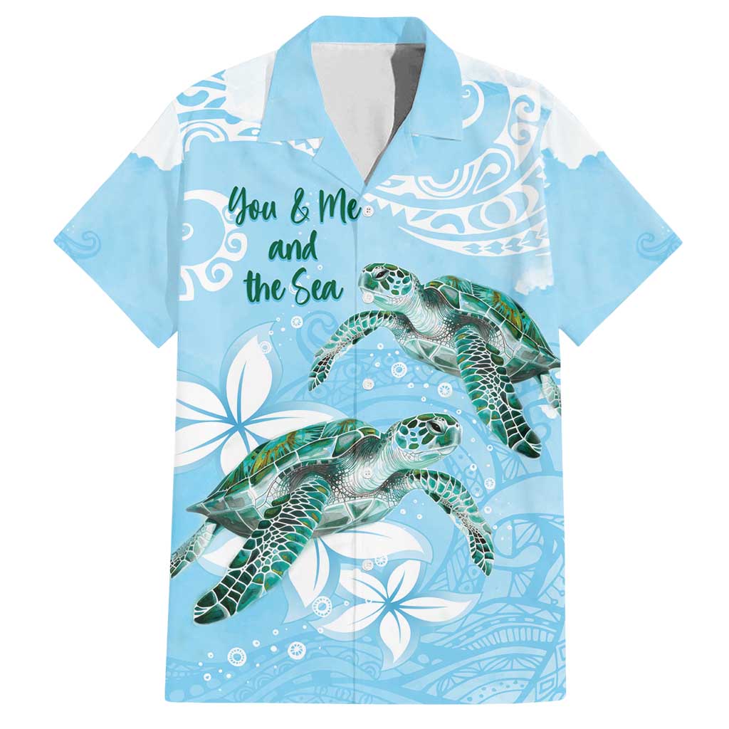 Personalised Polynesia Valentine's Day Family Matching Summer Maxi Dress and Hawaiian Shirt SeaTurtle Couple Polynesian - Fairy Sparkles Color LT14 Dad's Shirt - Short Sleeve Blue - Polynesian Pride