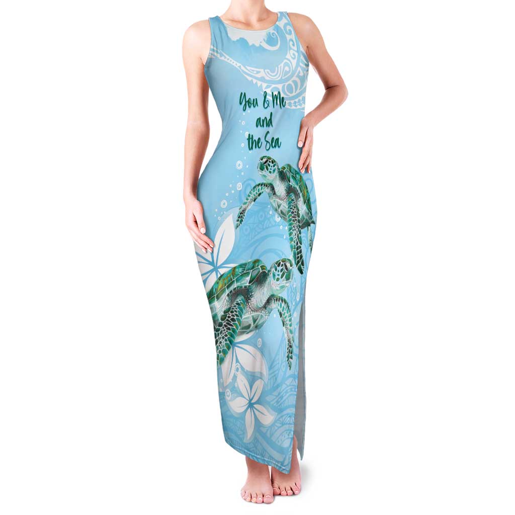 Personalised Polynesia Valentine's Day Family Matching Tank Maxi Dress and Hawaiian Shirt SeaTurtle Couple Polynesian - Fairy Sparkles Color LT14 Mom's Dress Blue - Polynesian Pride