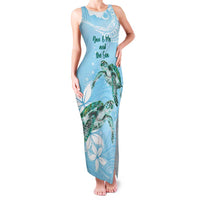 Personalised Polynesia Valentine's Day Family Matching Tank Maxi Dress and Hawaiian Shirt SeaTurtle Couple Polynesian - Fairy Sparkles Color LT14 Mom's Dress Blue - Polynesian Pride