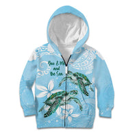 Personalised Polynesia Valentine's Day Kid Hoodie SeaTurtle Couple Polynesian - Fairy Sparkles Color