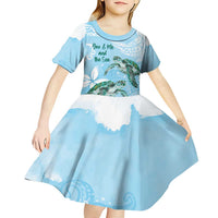 Personalised Polynesia Valentine's Day Kid Short Sleeve Dress SeaTurtle Couple Polynesian - Fairy Sparkles Color LT14 - Polynesian Pride