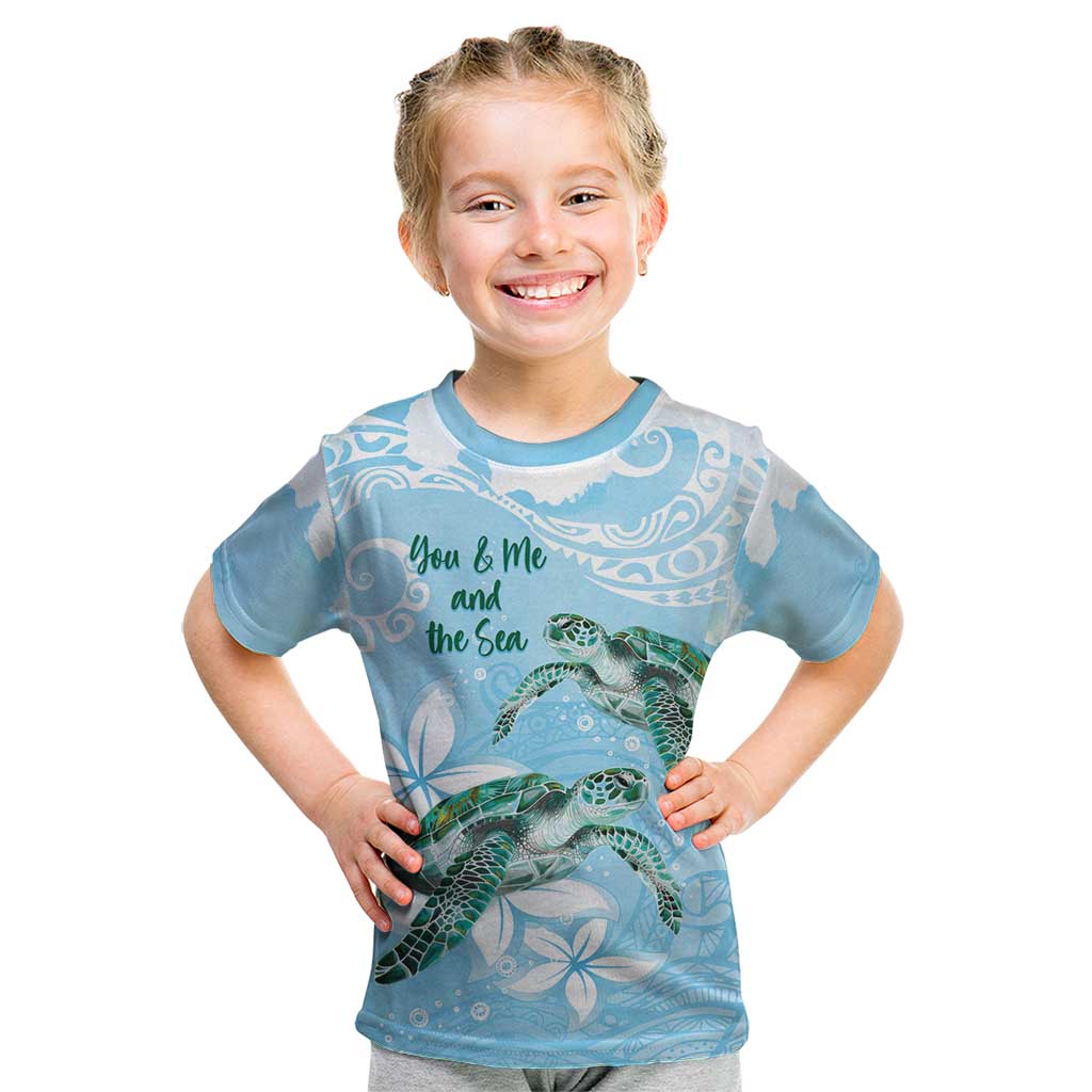 Personalised Polynesia Valentine's Day Kid T Shirt SeaTurtle Couple Polynesian - Fairy Sparkles Color LT14 Blue - Polynesian Pride