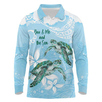 Personalised Polynesia Valentine's Day Long Sleeve Polo Shirt SeaTurtle Couple Polynesian - Fairy Sparkles Color LT14 Blue - Polynesian Pride