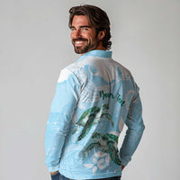 Personalised Polynesia Valentine's Day Long Sleeve Polo Shirt SeaTurtle Couple Polynesian - Fairy Sparkles Color LT14 - Polynesian Pride