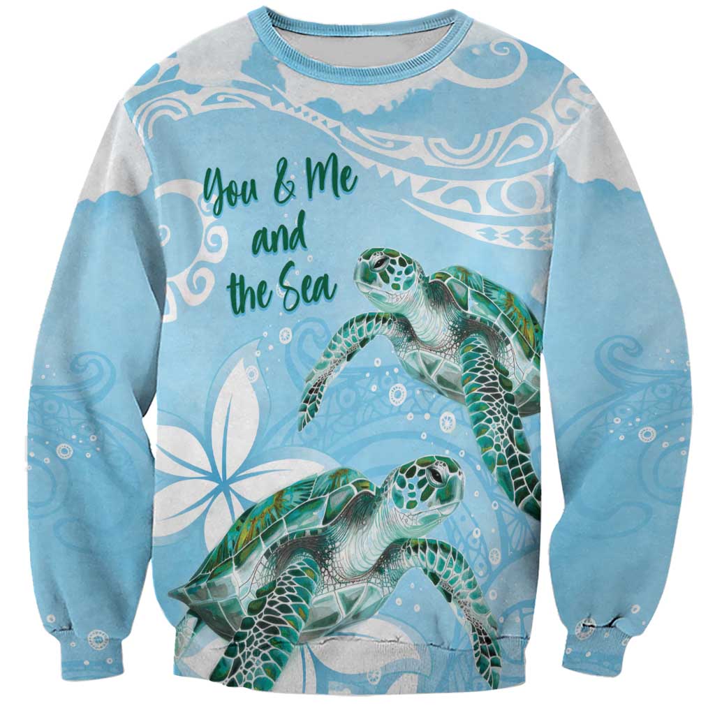 Personalised Polynesia Valentine's Day Sweatshirt SeaTurtle Couple Polynesian - Fairy Sparkles Color LT14 Unisex Blue - Polynesian Pride
