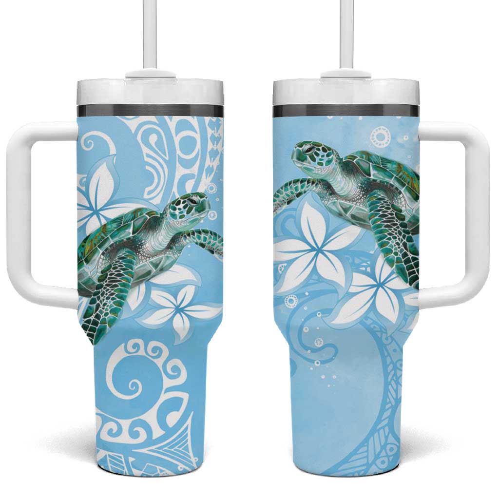 Personalised Polynesia Valentine's Day Tumbler With Handle SeaTurtle Couple Polynesian - Fairy Sparkles Color