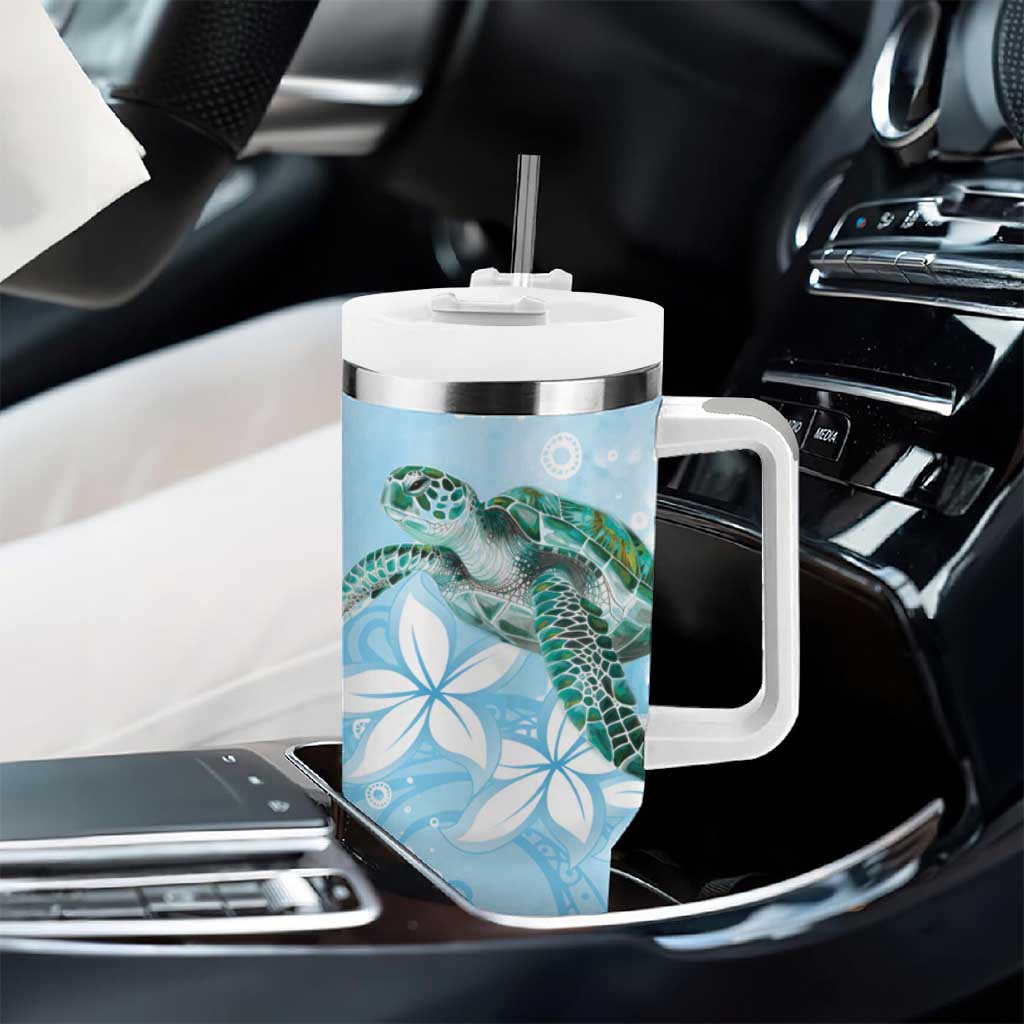 Personalised Polynesia Valentine's Day Tumbler With Handle SeaTurtle Couple Polynesian - Fairy Sparkles Color