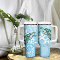 Personalised Polynesia Valentine's Day Tumbler With Handle SeaTurtle Couple Polynesian - Fairy Sparkles Color