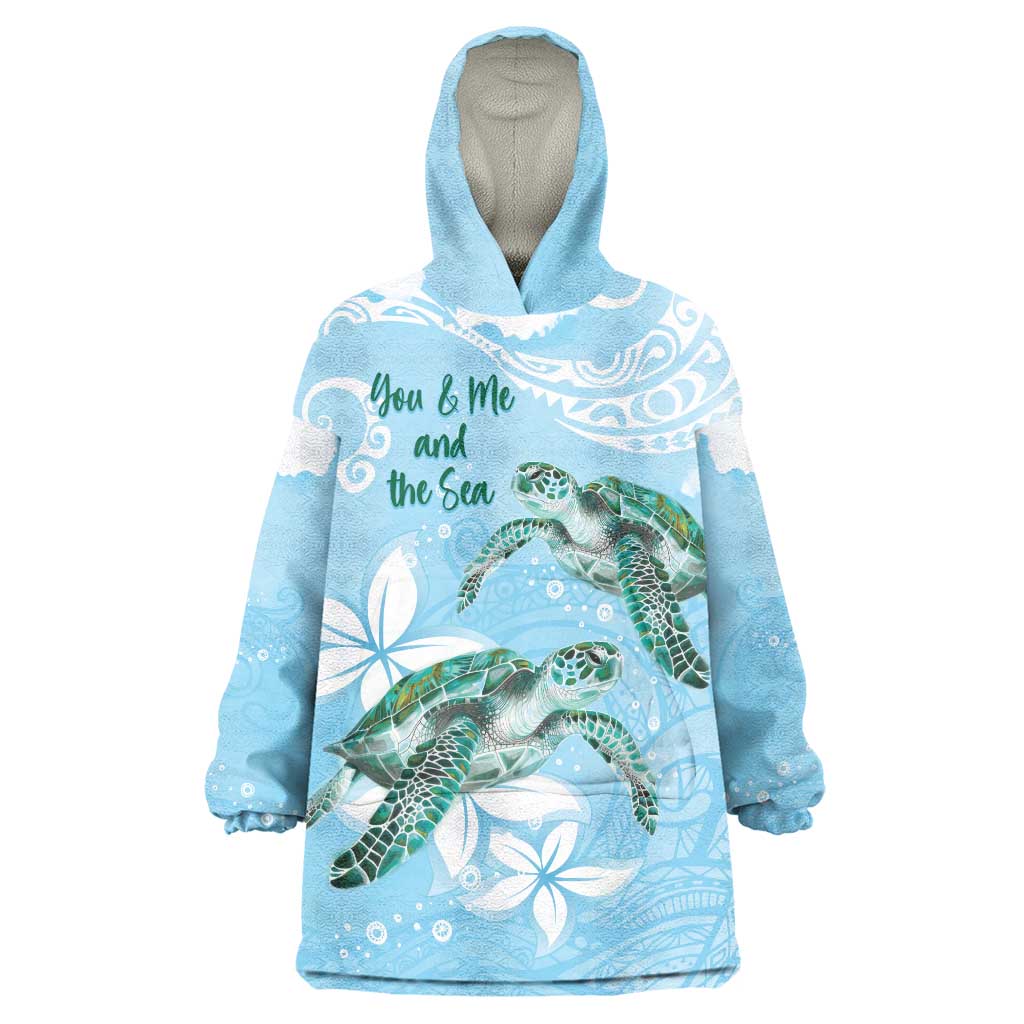 Personalised Polynesia Valentine's Day Wearable Blanket Hoodie SeaTurtle Couple Polynesian - Fairy Sparkles Color LT14 One Size Blue - Polynesian Pride