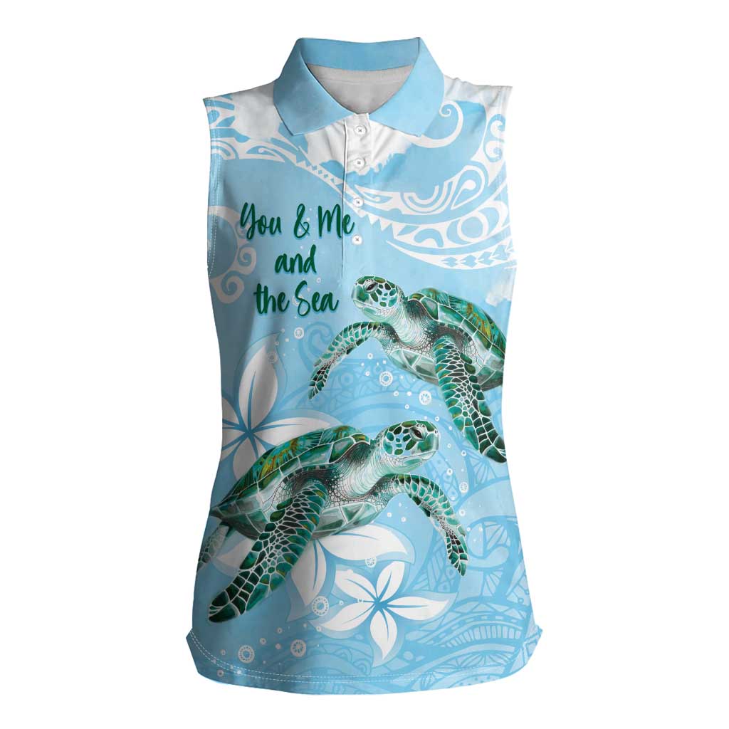 Personalised Polynesia Valentine's Day Women Sleeveless Polo Shirt SeaTurtle Couple Polynesian - Fairy Sparkles Color LT14 Female Blue - Polynesian Pride