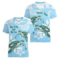 Personalised Polynesia Valentine's Day Women V-Neck T-Shirt SeaTurtle Couple Polynesian - Fairy Sparkles Color LT14 - Polynesian Pride