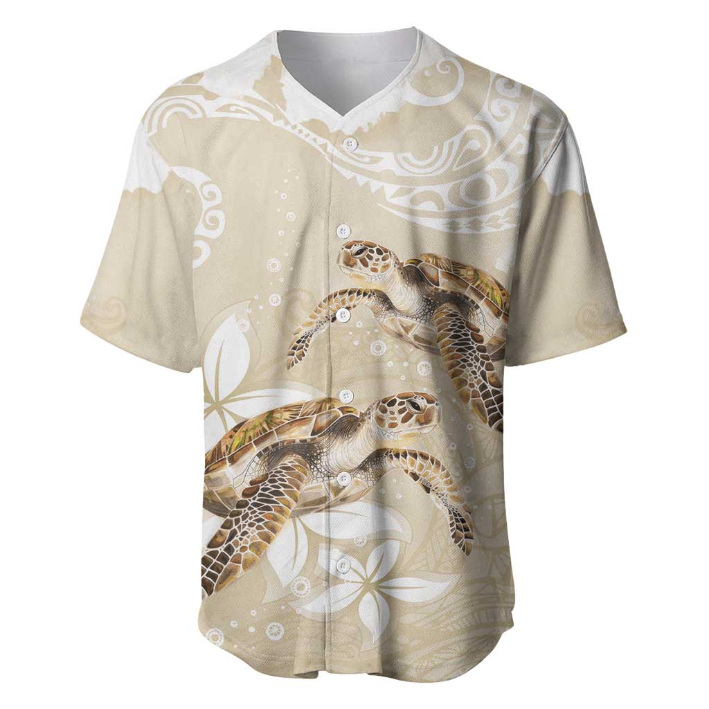 Happy Valentine's Day Polynesia Baseball Jersey SeaTurtle Couple Polynesian - Pollinate Color LT14 Beige - Polynesian Pride