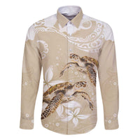 Happy Valentine's Day Polynesia Family Matching Off The Shoulder Long Sleeve Dress and Hawaiian Shirt SeaTurtle Couple Polynesian - Pollinate Color