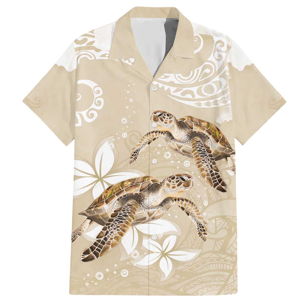 Happy Valentine's Day Polynesia Family Matching Short Sleeve Bodycon Dress and Hawaiian Shirt SeaTurtle Couple Polynesian - Pollinate Color LT14 Dad's Shirt - Short Sleeve Beige - Polynesian Pride