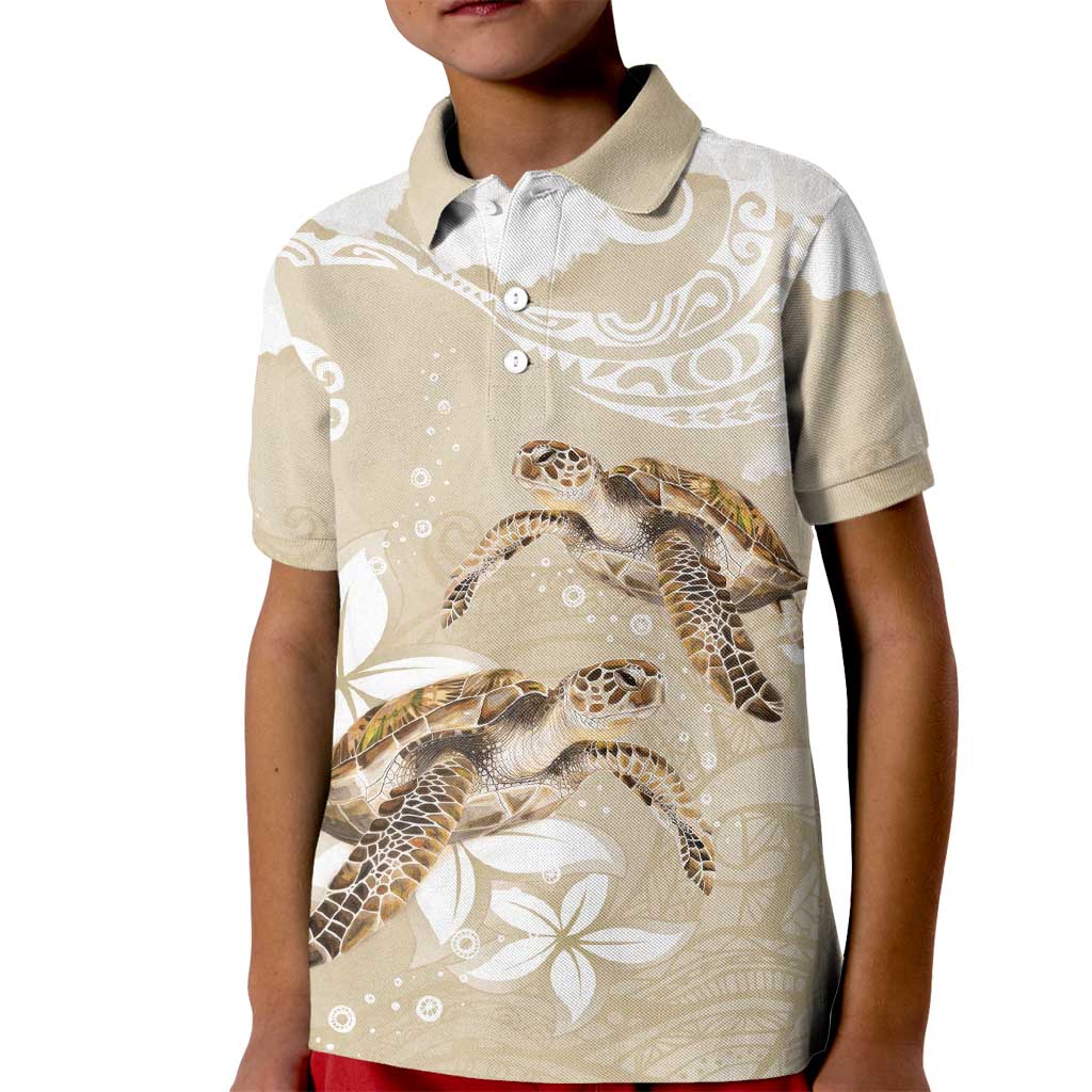 Happy Valentine's Day Polynesia Kid Polo Shirt SeaTurtle Couple Polynesian - Pollinate Color LT14 Kid Beige - Polynesian Pride