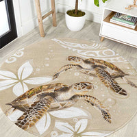 Happy Valentine's Day Polynesia Round Carpet SeaTurtle Couple Polynesian - Pollinate Color