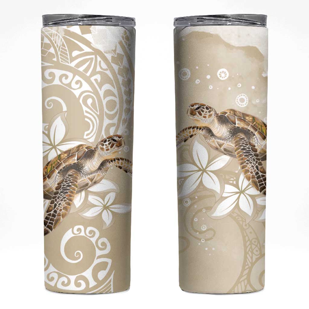Happy Valentine's Day Polynesia Skinny Tumbler SeaTurtle Couple Polynesian - Pollinate Color LT14 Beige - Polynesian Pride