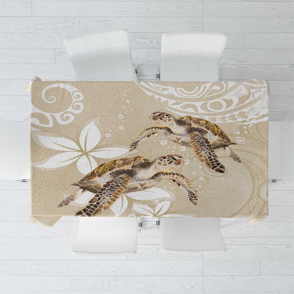 Happy Valentine's Day Polynesia Tablecloth SeaTurtle Couple Polynesian - Pollinate Color LT14 Beige - Polynesian Pride