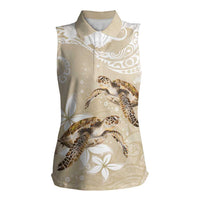 Happy Valentine's Day Polynesia Women Sleeveless Polo Shirt SeaTurtle Couple Polynesian - Pollinate Color LT14 Female Beige - Polynesian Pride