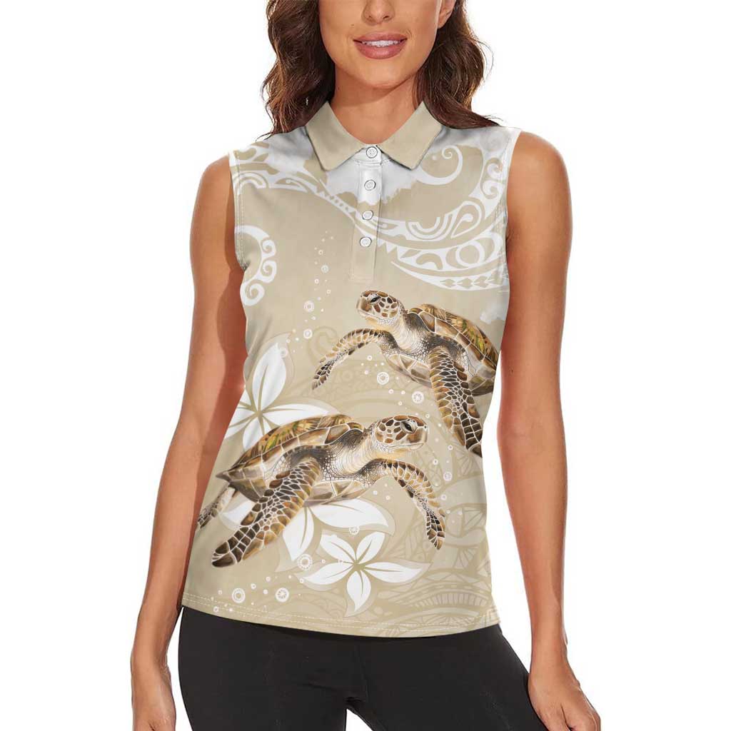 Happy Valentine's Day Polynesia Women Sleeveless Polo Shirt SeaTurtle Couple Polynesian - Pollinate Color LT14 - Polynesian Pride