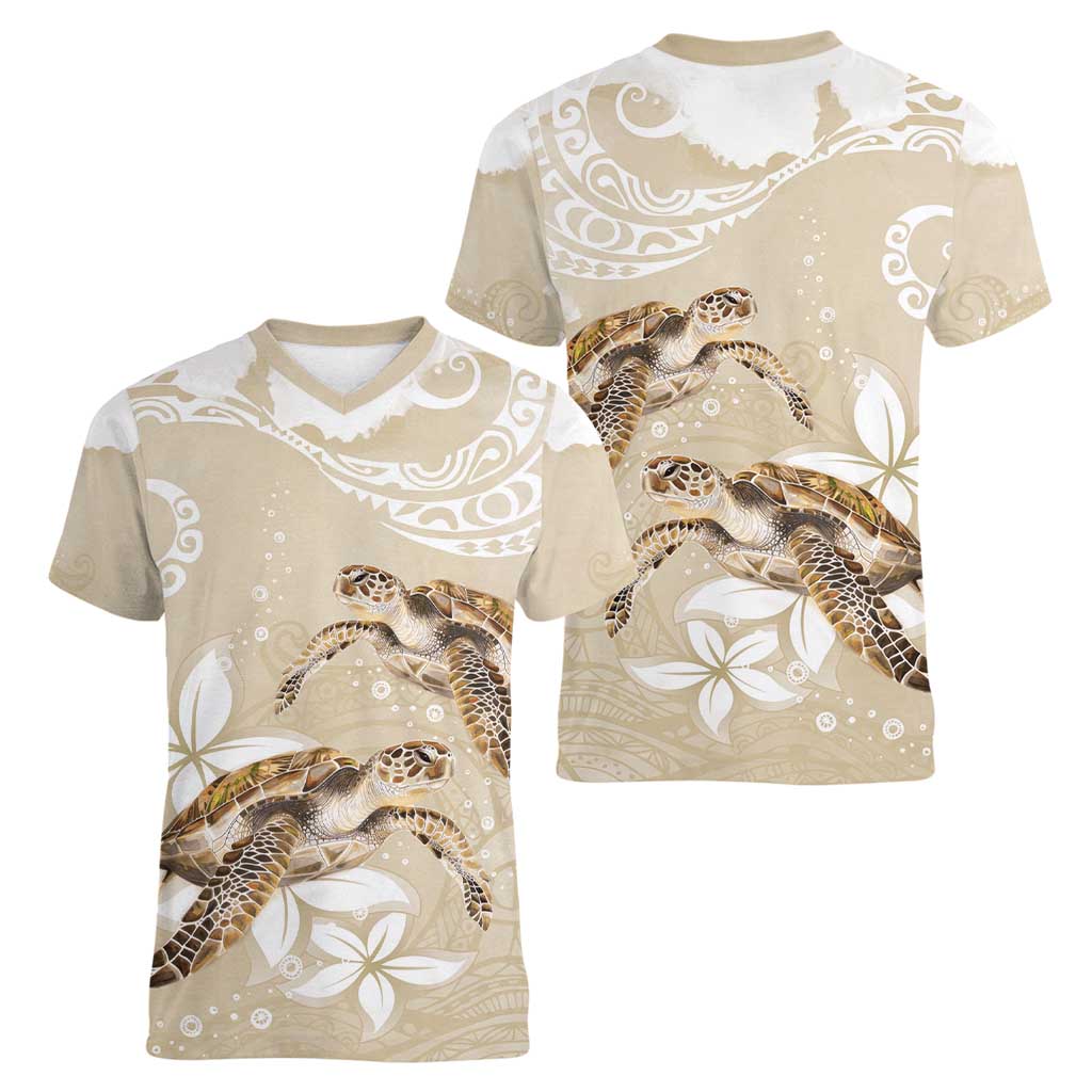 Happy Valentine's Day Polynesia Women V-Neck T-Shirt SeaTurtle Couple Polynesian - Pollinate Color LT14 - Polynesian Pride
