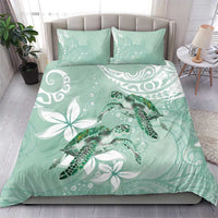 Happy Valentine's Day Polynesia Bedding Set SeaTurtle Couple Polynesian - Green Lester Color