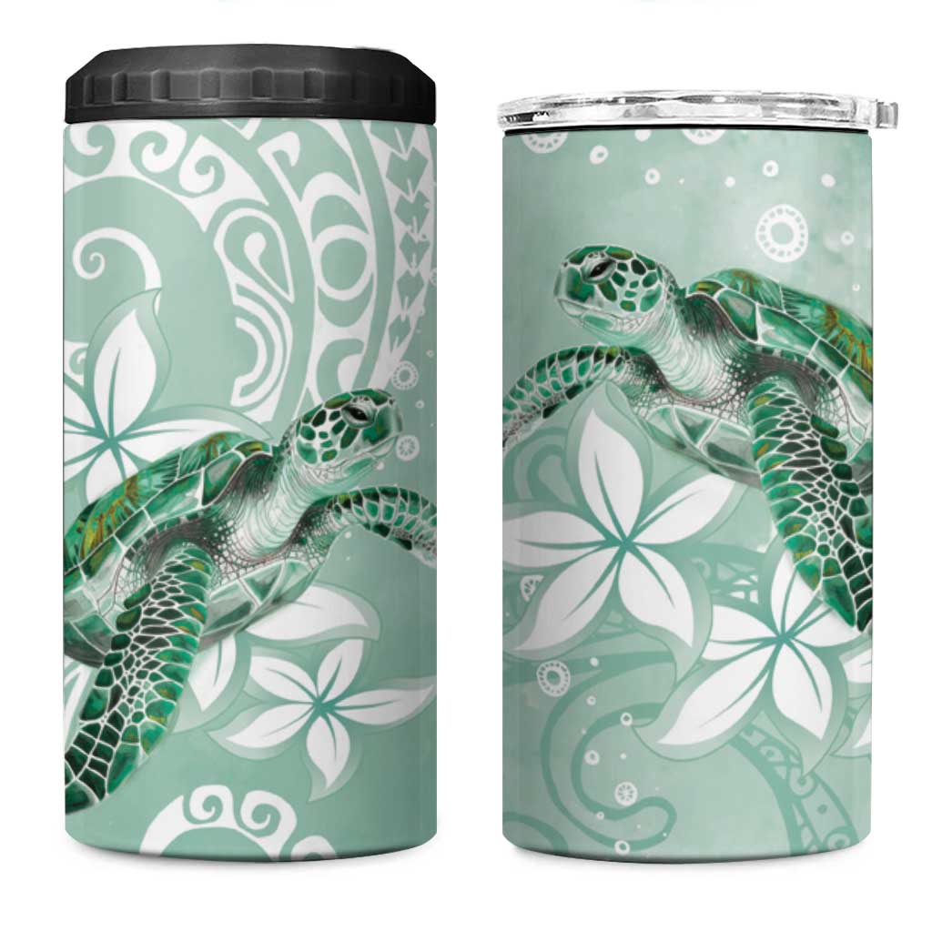 Happy Valentine's Day Polynesia 4 in 1 Can Cooler Tumbler SeaTurtle Couple Polynesian - Green Lester Color LT14 One Size: 16 oz Green - Polynesian Pride