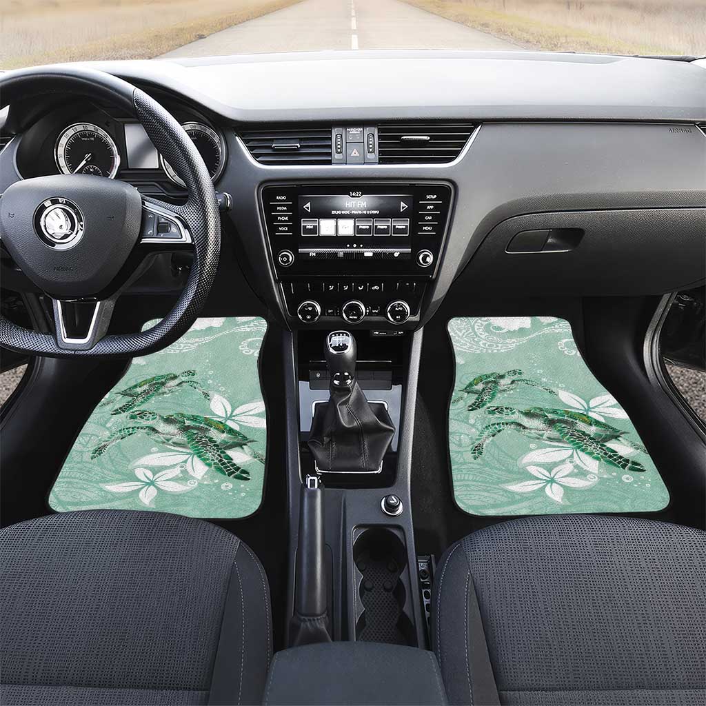 Happy Valentine's Day Polynesia Car Mats SeaTurtle Couple Polynesian - Green Lester Color