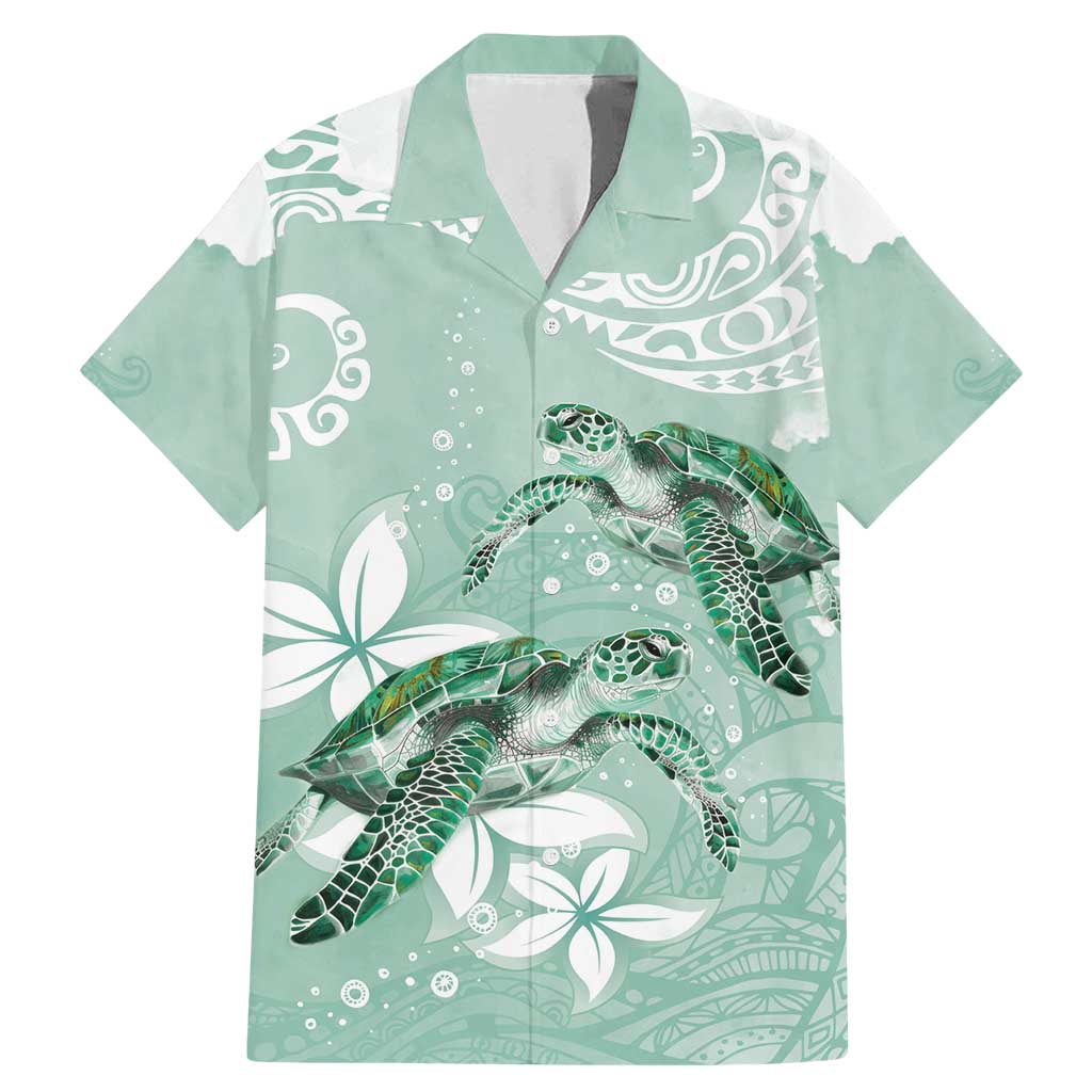 Happy Valentine's Day Polynesia Family Matching Mermaid Dress and Hawaiian Shirt SeaTurtle Couple Polynesian - Green Lester Color LT14 Dad's Shirt - Short Sleeve Green - Polynesian Pride