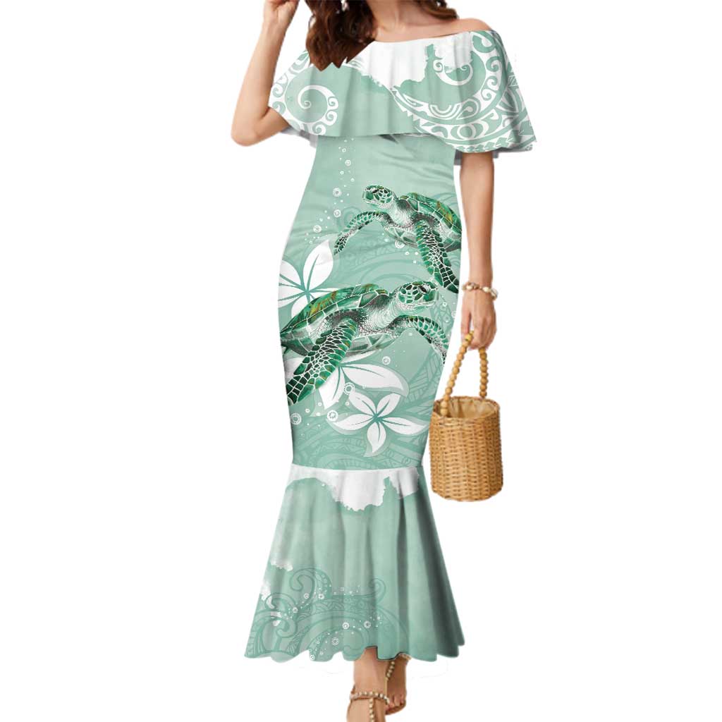 Happy Valentine's Day Polynesia Family Matching Mermaid Dress and Hawaiian Shirt SeaTurtle Couple Polynesian - Green Lester Color LT14 Mom's Dress Green - Polynesian Pride