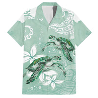 Happy Valentine's Day Polynesia Family Matching Off Shoulder Maxi Dress and Hawaiian Shirt SeaTurtle Couple Polynesian - Green Lester Color