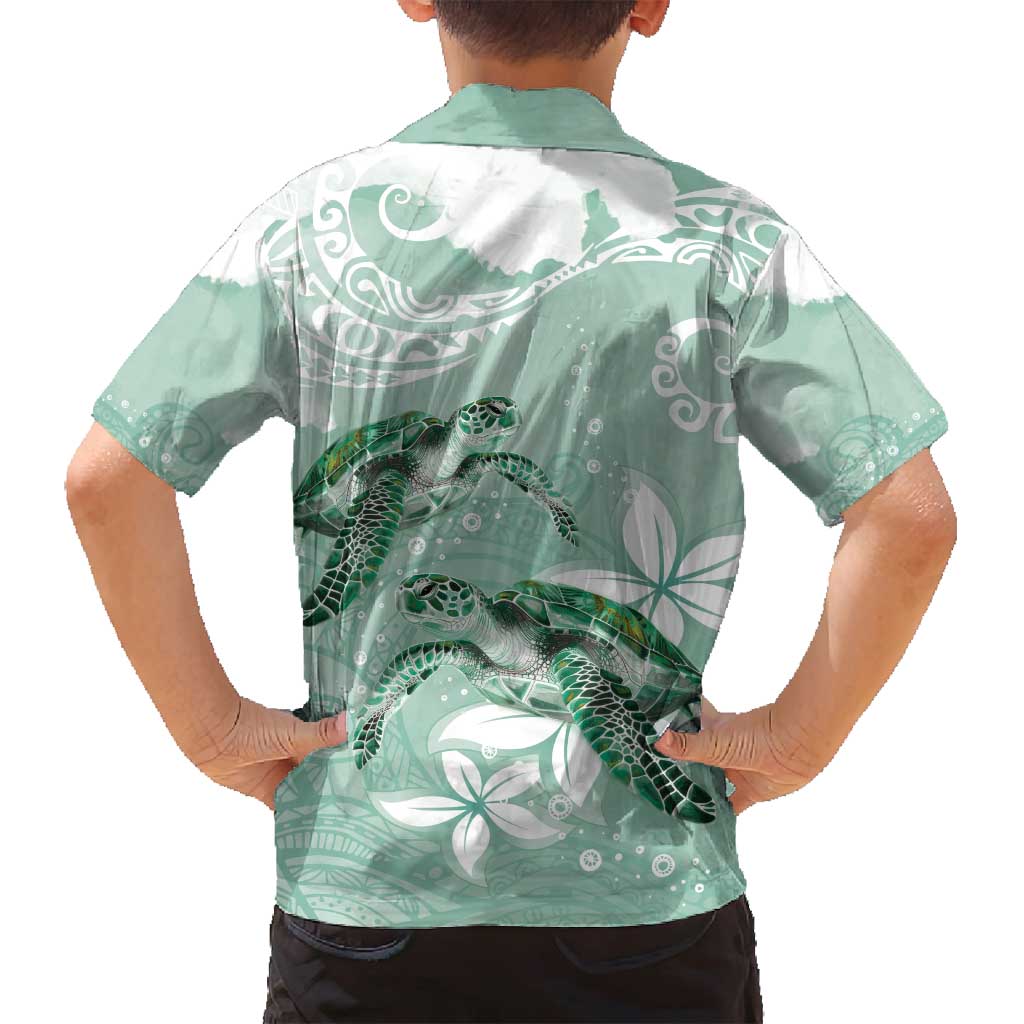 Happy Valentine's Day Polynesia Family Matching Off Shoulder Short Dress and Hawaiian Shirt SeaTurtle Couple Polynesian - Green Lester Color LT14 - Polynesian Pride