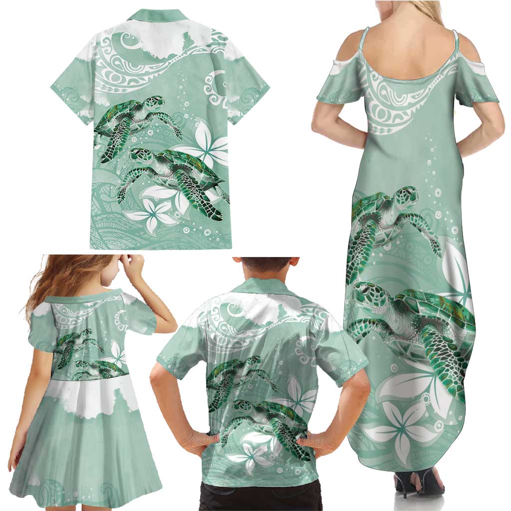 Happy Valentine's Day Polynesia Family Matching Summer Maxi Dress and Hawaiian Shirt SeaTurtle Couple Polynesian - Green Lester Color LT14 - Polynesian Pride