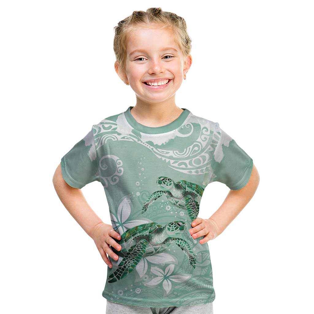 Happy Valentine's Day Polynesia Kid T Shirt SeaTurtle Couple Polynesian - Green Lester Color LT14 Green - Polynesian Pride