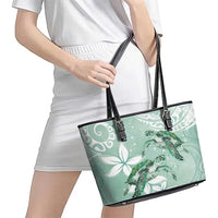 Happy Valentine's Day Polynesia Leather Tote Bag SeaTurtle Couple Polynesian - Green Lester Color LT14 - Polynesian Pride
