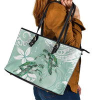 Happy Valentine's Day Polynesia Leather Tote Bag SeaTurtle Couple Polynesian - Green Lester Color LT14 - Polynesian Pride