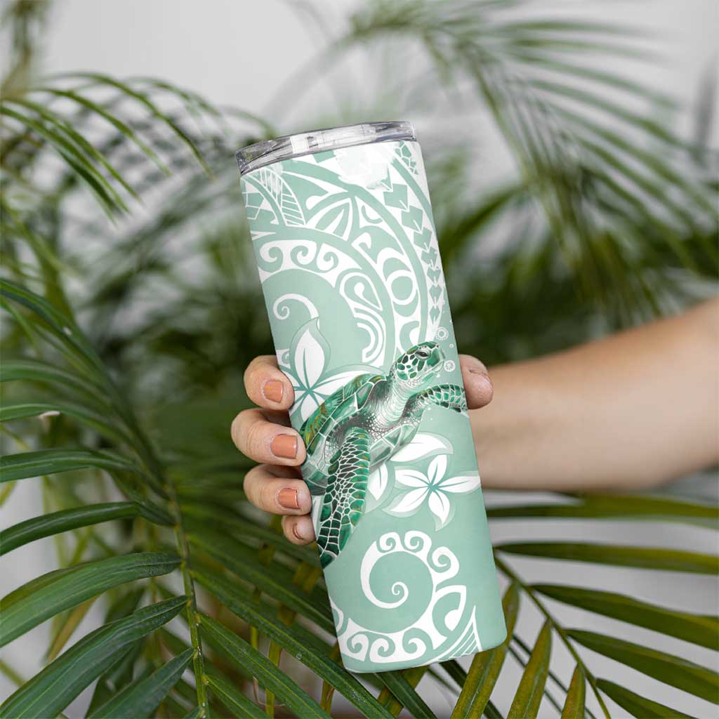 Happy Valentine's Day Polynesia Skinny Tumbler SeaTurtle Couple Polynesian - Green Lester Color LT14 - Polynesian Pride