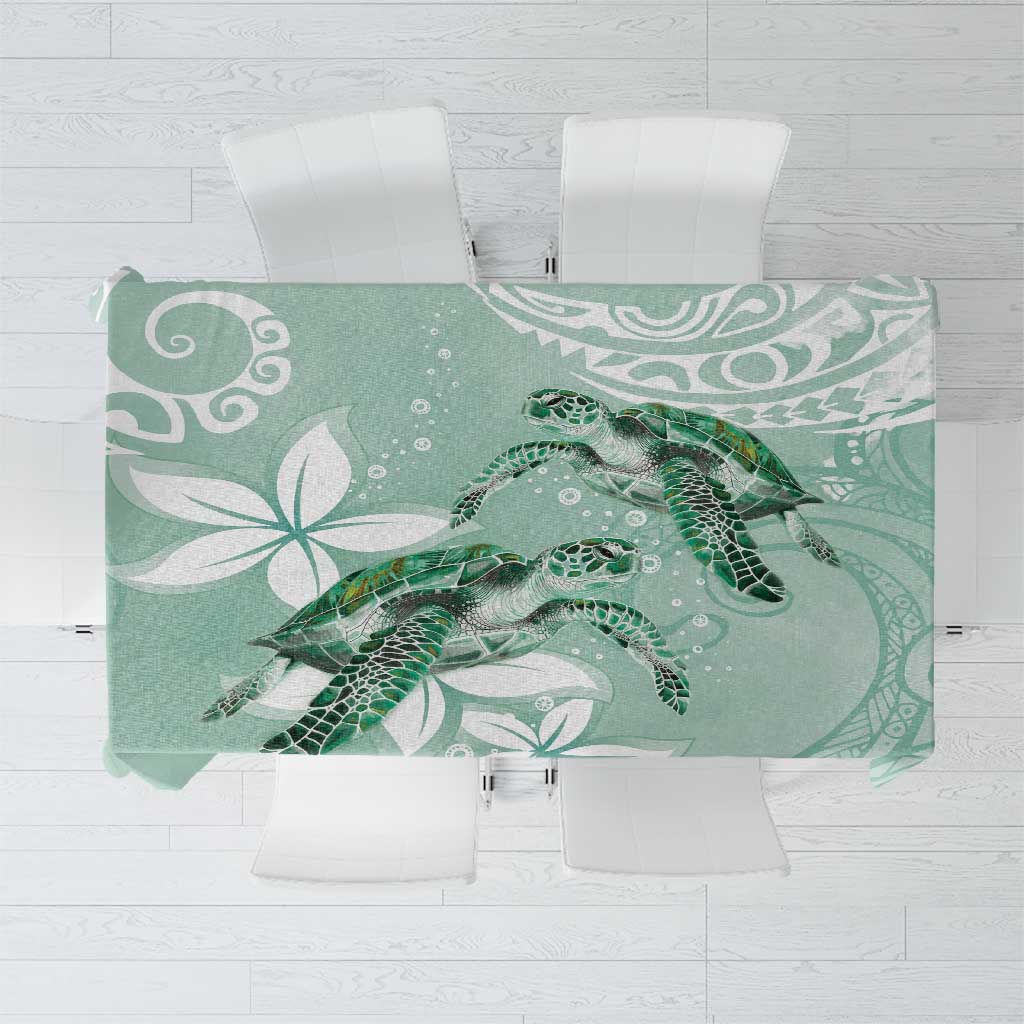 Happy Valentine's Day Polynesia Tablecloth SeaTurtle Couple Polynesian - Green Lester Color LT14 Green - Polynesian Pride