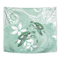 Happy Valentine's Day Polynesia Tapestry SeaTurtle Couple Polynesian - Green Lester Color