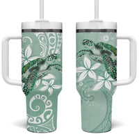 Happy Valentine's Day Polynesia Tumbler With Handle SeaTurtle Couple Polynesian - Green Lester Color LT14 One Size: 40 oz Green - Polynesian Pride
