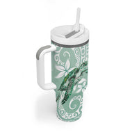 Happy Valentine's Day Polynesia Tumbler With Handle SeaTurtle Couple Polynesian - Green Lester Color LT14 - Polynesian Pride